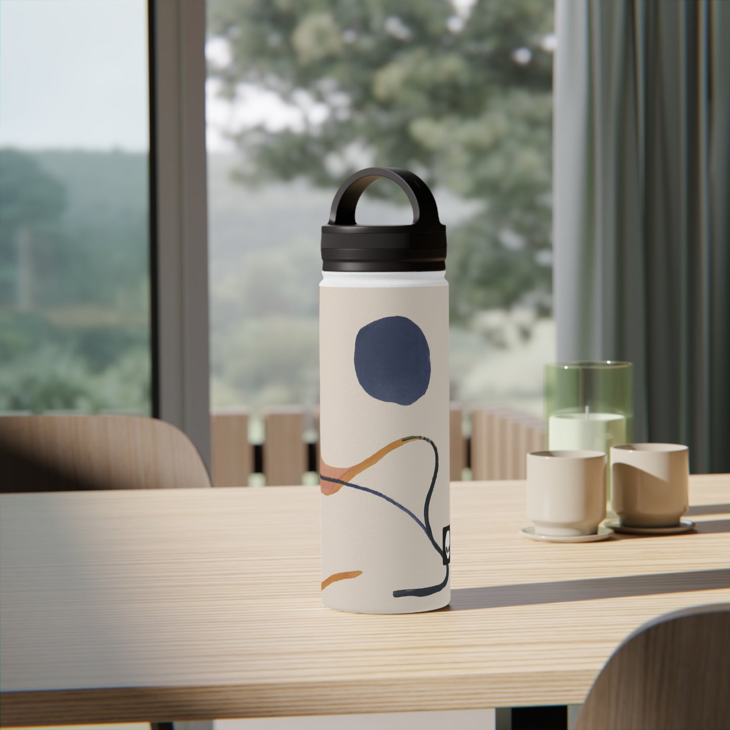 "Geometric Contrast: Exploring Color Through Geometry" - The Alien Stainless Steel Water Bottle, Handle Lid