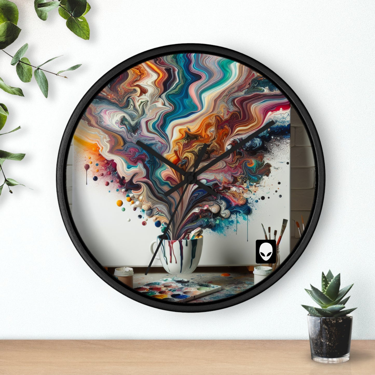 "A Paint Poured Paradise: Acrylic Pouring Art" - The Alien Wall Clock Acrylic Pouring Style