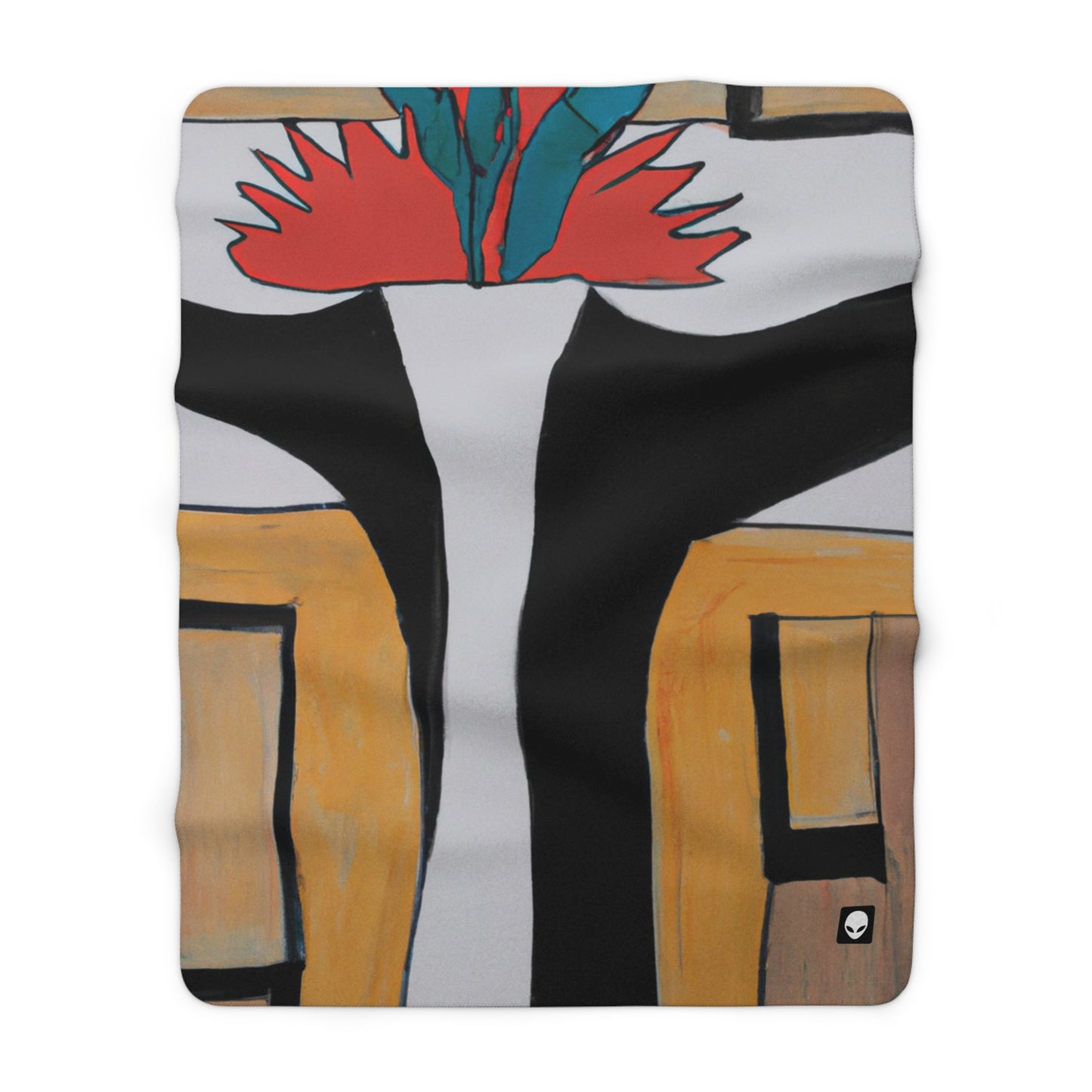 "Exploring Balance and Pattern in Abstract Art" - The Alien Sherpa Fleece Blanket