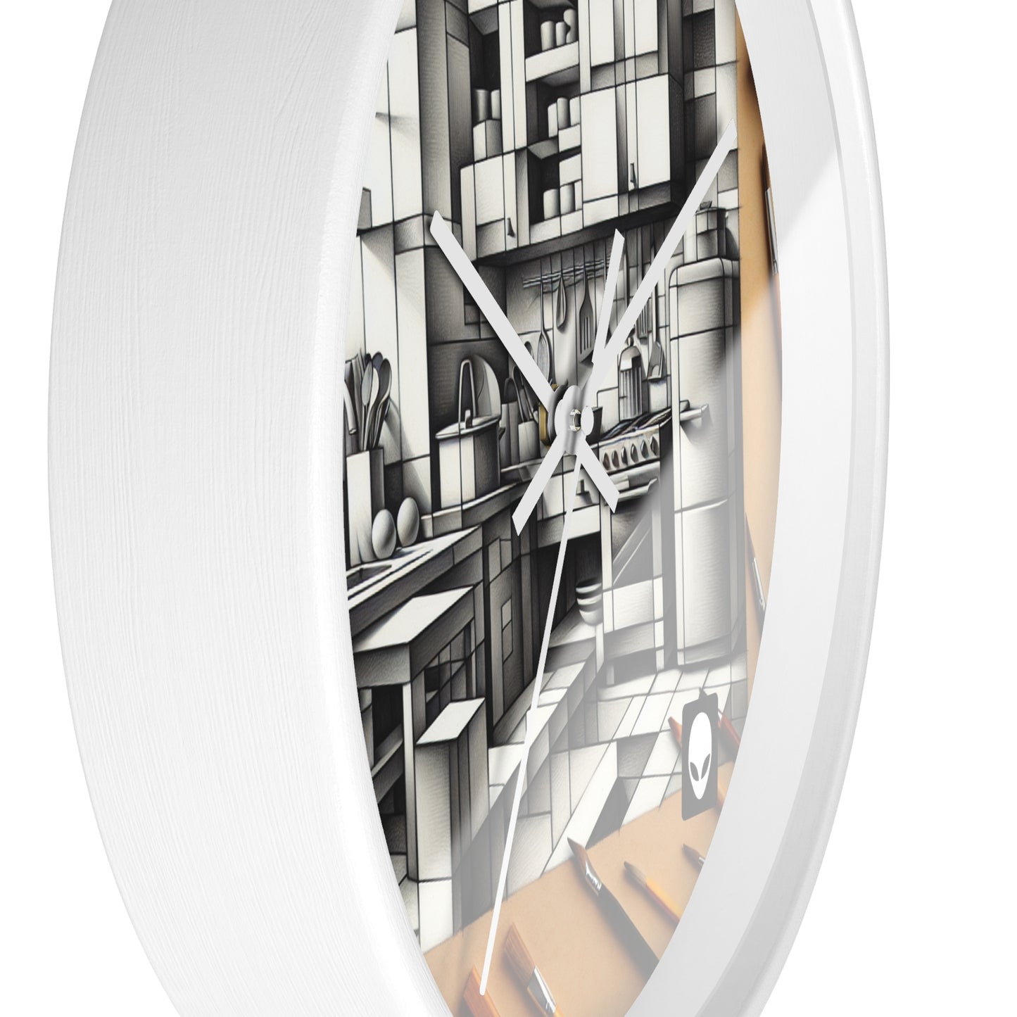 "Cubist Kitchen Collage" - The Alien Wall Clock Cubism Style