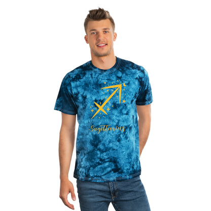 Signo del zodiaco Sagitario: camiseta con efecto tie-dye alienígena, cristal