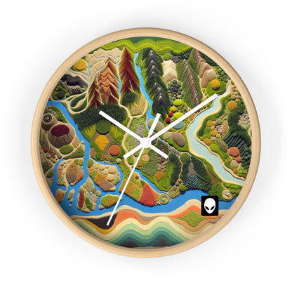 "Mapping Mother Nature: Crafting a Living Mural of Our Region". - The Alien Wall Clock Land Art Style