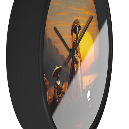 "Golden Twilight in the Italian Gondola" - The Alien Wall Clock Renaissance Art Style