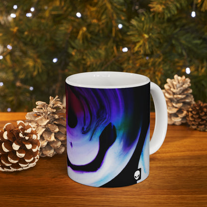 "Explorando los contrastes: una danza colorida de luminancia y aberración cromática" - Taza de cerámica The Alien de 11 oz