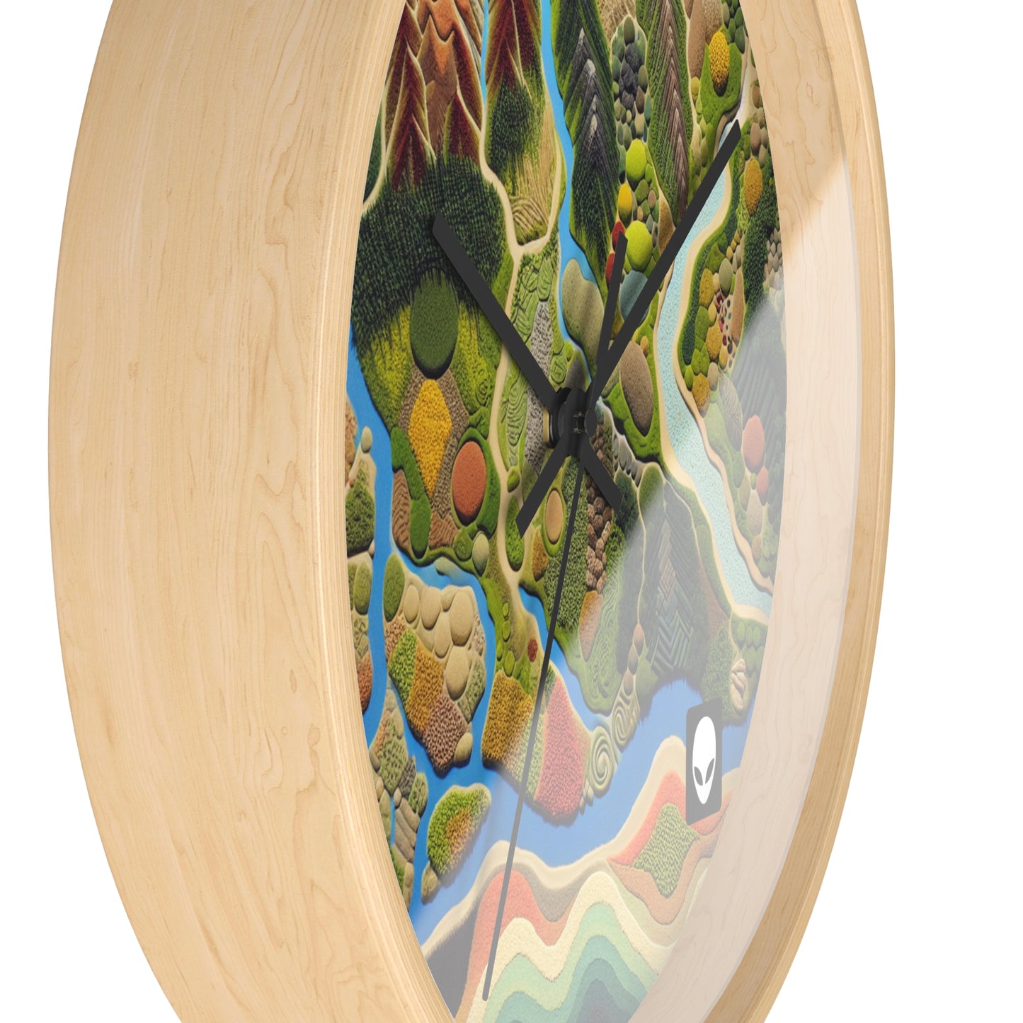 "Mapping Mother Nature: Crafting a Living Mural of Our Region". - The Alien Wall Clock Land Art Style