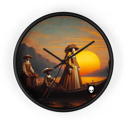 "Golden Twilight in the Italian Gondola" - The Alien Wall Clock Renaissance Art Style