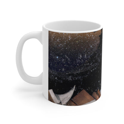 "A Tale of Storytelling Art: A Mixed Media Masterpiece" - The Alien Ceramic Mug 11 oz