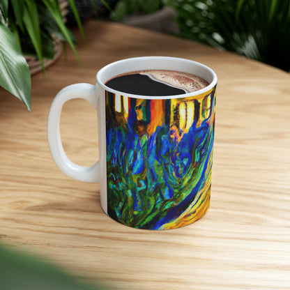 "Un gato entre las hojas de té celestiales" - Taza de cerámica The Alien 11 oz