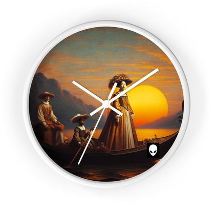 "Golden Twilight in the Italian Gondola" - The Alien Wall Clock Renaissance Art Style