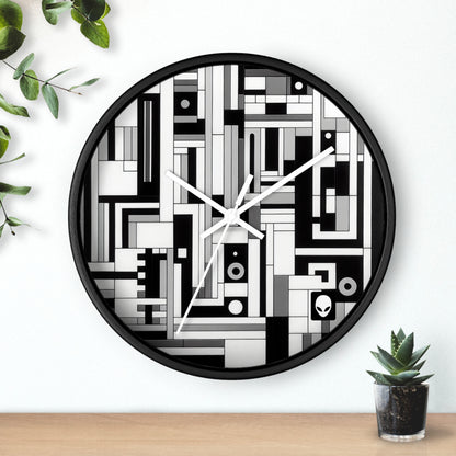 "De Stijl en blanco y negro" - El reloj de pared alienígena Estilo De Stijl