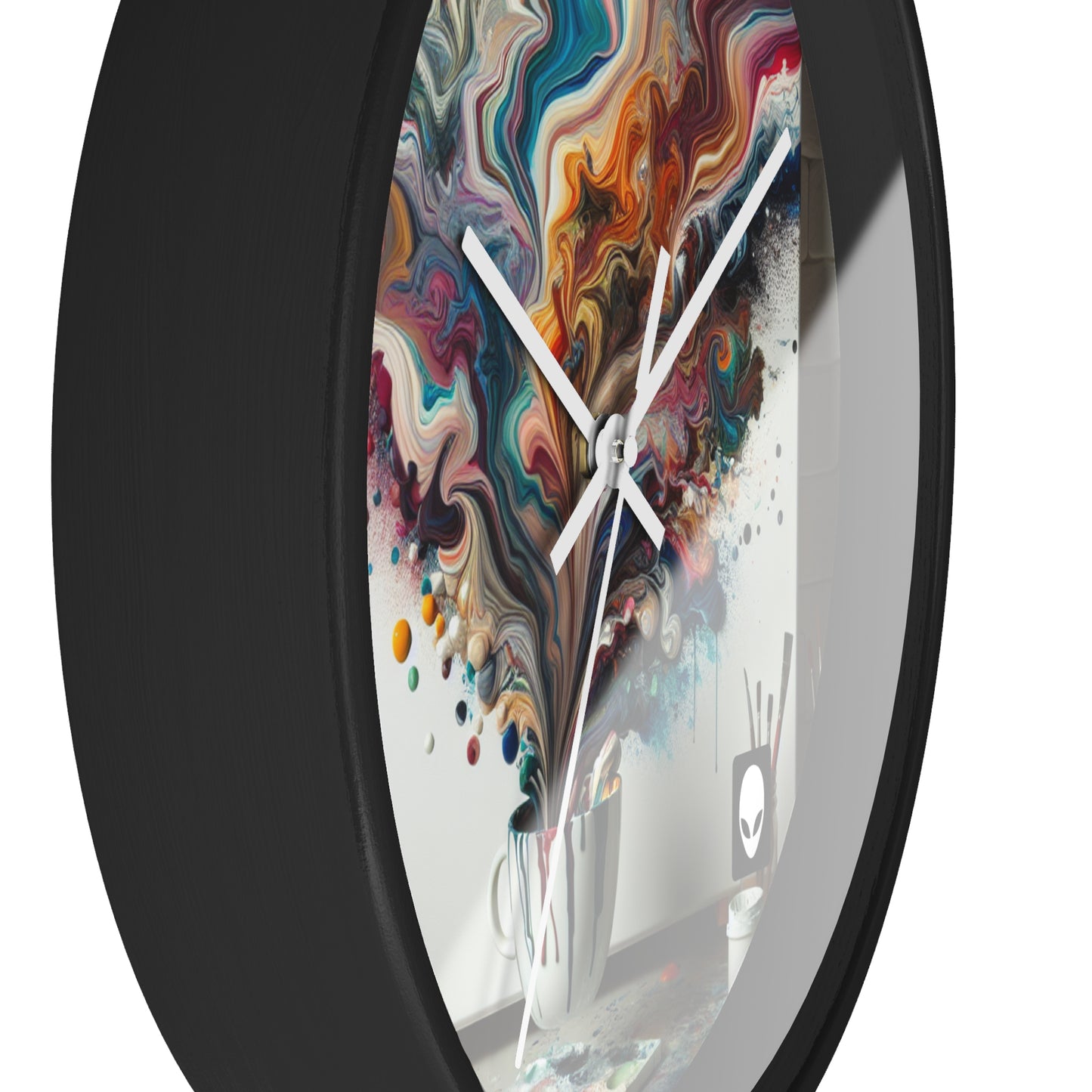 "Un paraíso de pintura vertida: arte de vertido de acrílico" - El reloj de pared alienígena Estilo de vertido de acrílico