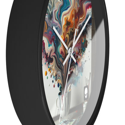 "Un paraíso de pintura vertida: arte de vertido de acrílico" - El reloj de pared alienígena Estilo de vertido de acrílico