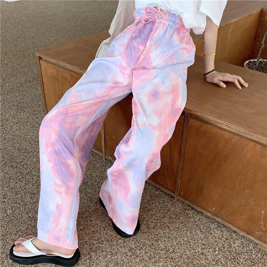 Pantalones anchos con efecto tie-dye
