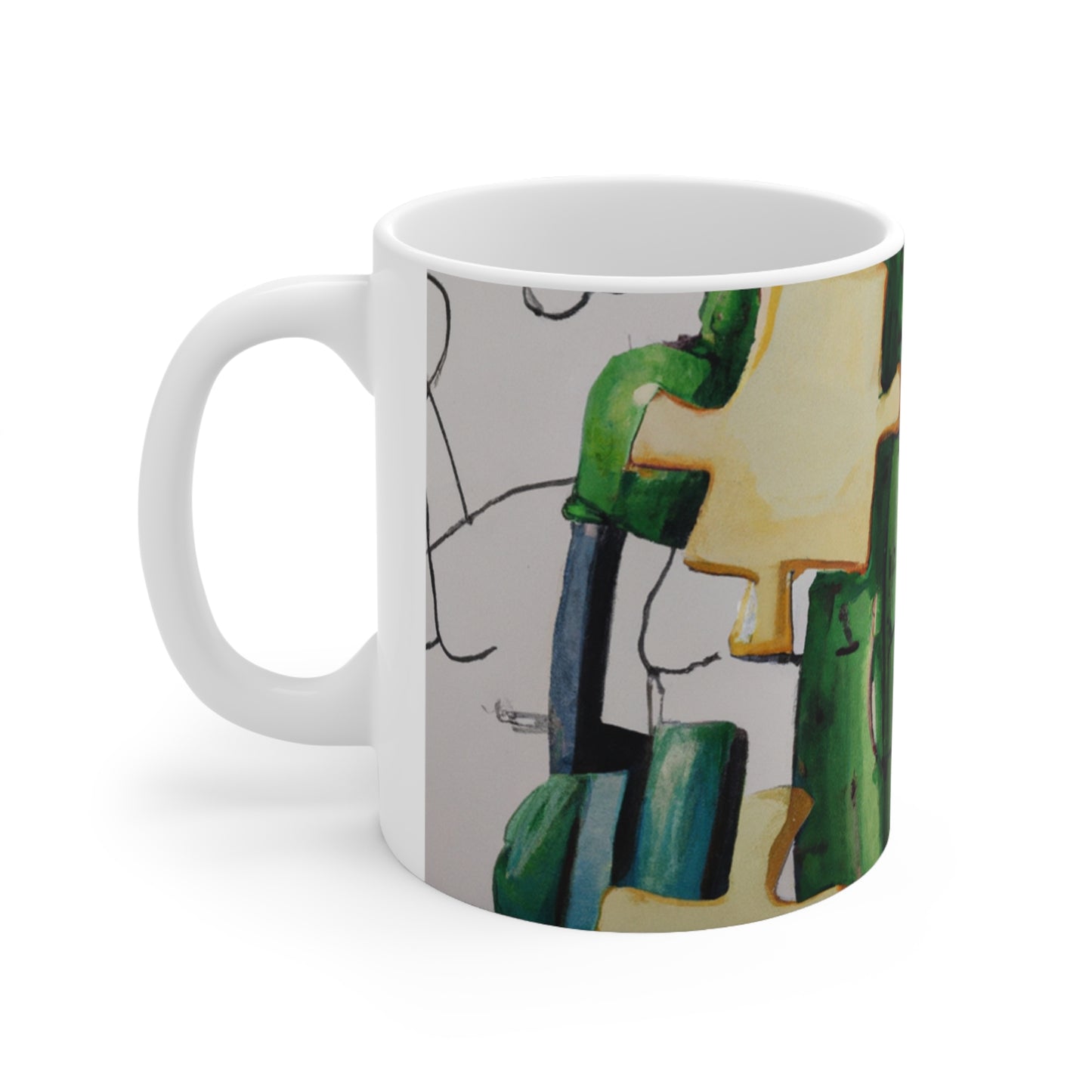 "Cactified Puzzle Time" - The Alien Ceramic Mug 11 oz