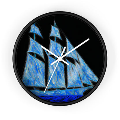 "El velero azul y las velas blancas: Una aventura de libertad en el mar" - The Alien Wall Clock