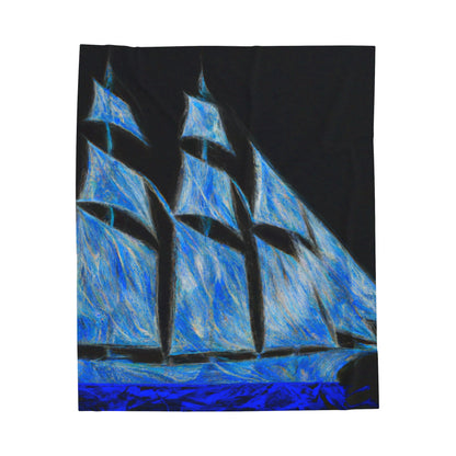 "El velero azul y las velas blancas: Una aventura de libertad en el mar" - The Alien Velveteen Plush Blanket