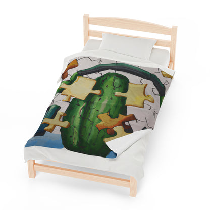 "Cactified Puzzle Time" - The Alien Velveteen Plush Blanket