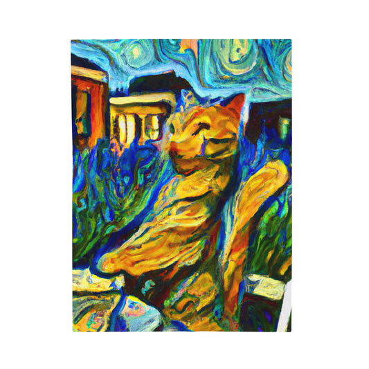 "A Cat Amongst the Celestial Tea Leaves" - The Alien Velveteen Plush Blanket