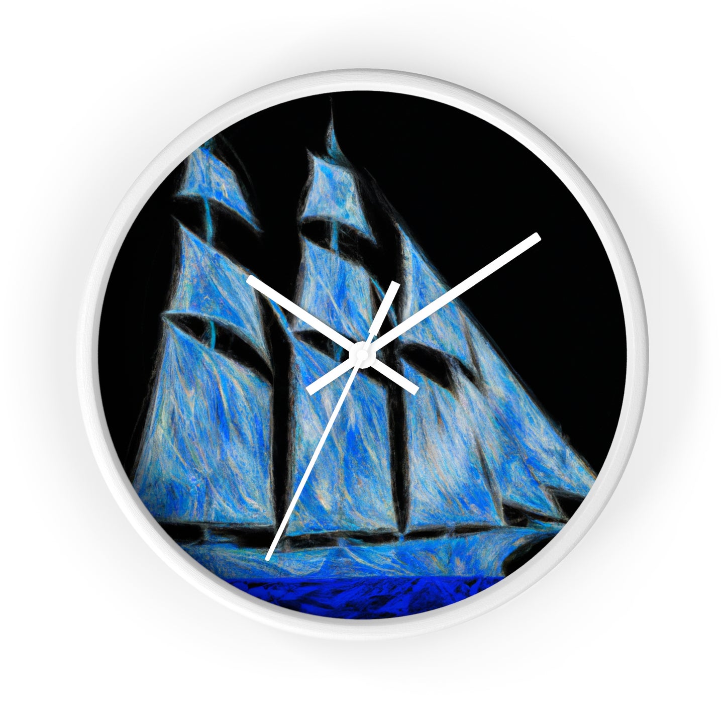 "El velero azul y las velas blancas: Una aventura de libertad en el mar" - The Alien Wall Clock