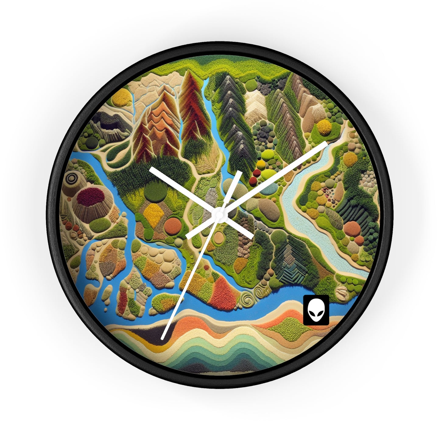 "Mapping Mother Nature: Crafting a Living Mural of Our Region". - The Alien Wall Clock Land Art Style