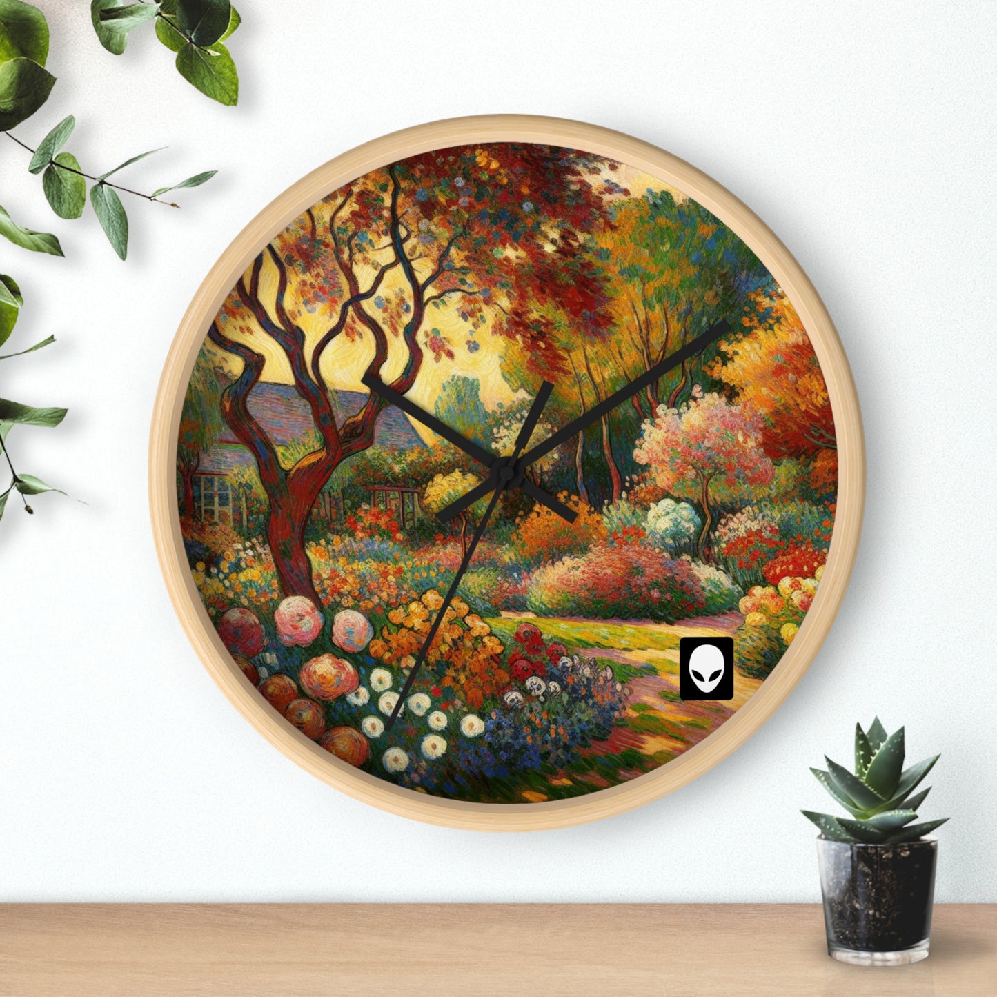 "Fauvist Garden Oasis" - The Alien Wall Clock Fauvism Style