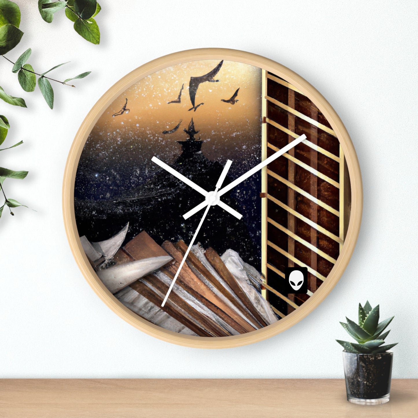 "A Tale of Storytelling Art: A Mixed Media Masterpiece" - The Alien Wall Clock