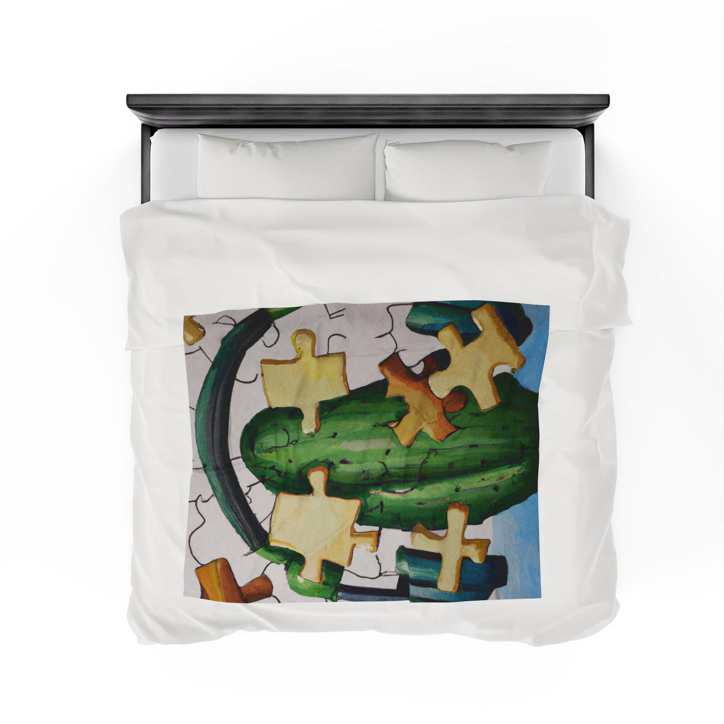 "Cactified Puzzle Time" - The Alien Velveteen Plush Blanket