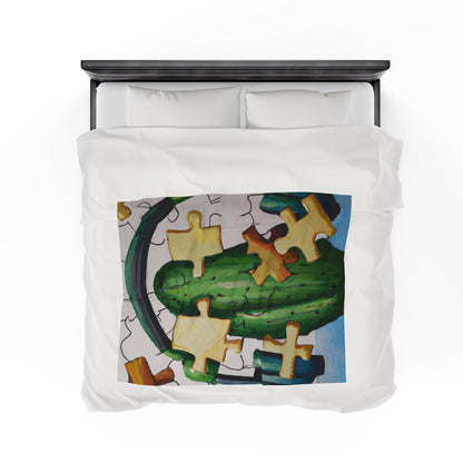 "Cactified Puzzle Time" - The Alien Velveteen Plush Blanket