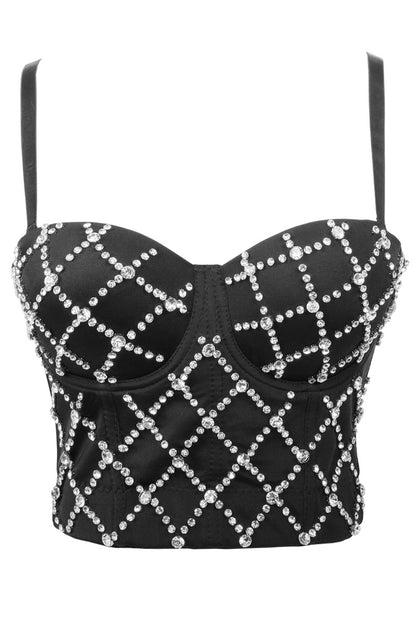 Stage Padded Strap Vest Women Outer Wear Sexy Top Sexy Off The Shoulder Tide Beaded Performance Wear