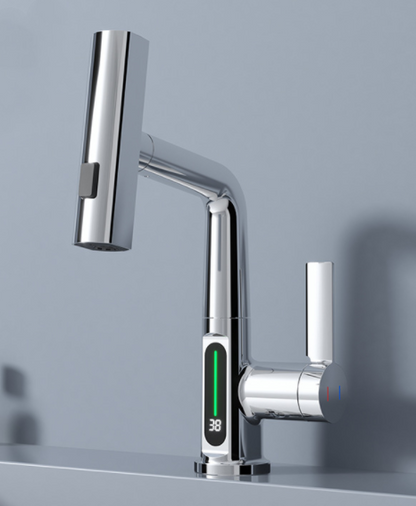 Intelligent Digital Display Faucet Pull-out Basin Faucet Temperature Digital Display Rotation