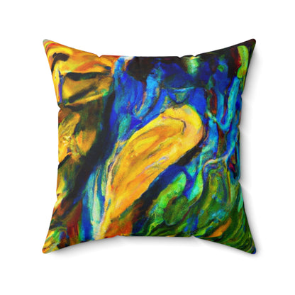 "Un gato entre las hojas de té celestiales" - The Alien Square Pillow