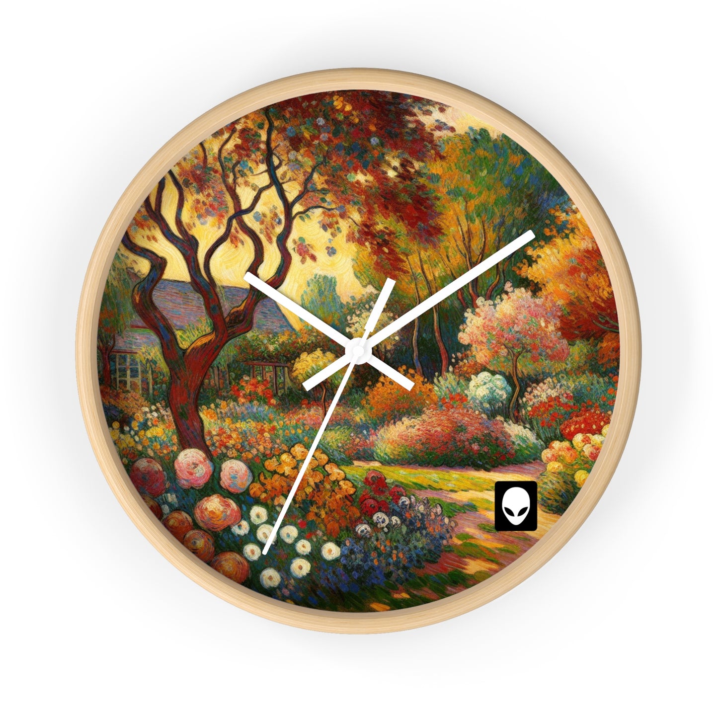 "Fauvist Garden Oasis" - Die Alien Wanduhr im Fauvismus Stil