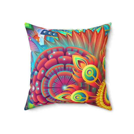 The First Trippy Space - The Alien Spun Polyester Square Pillow