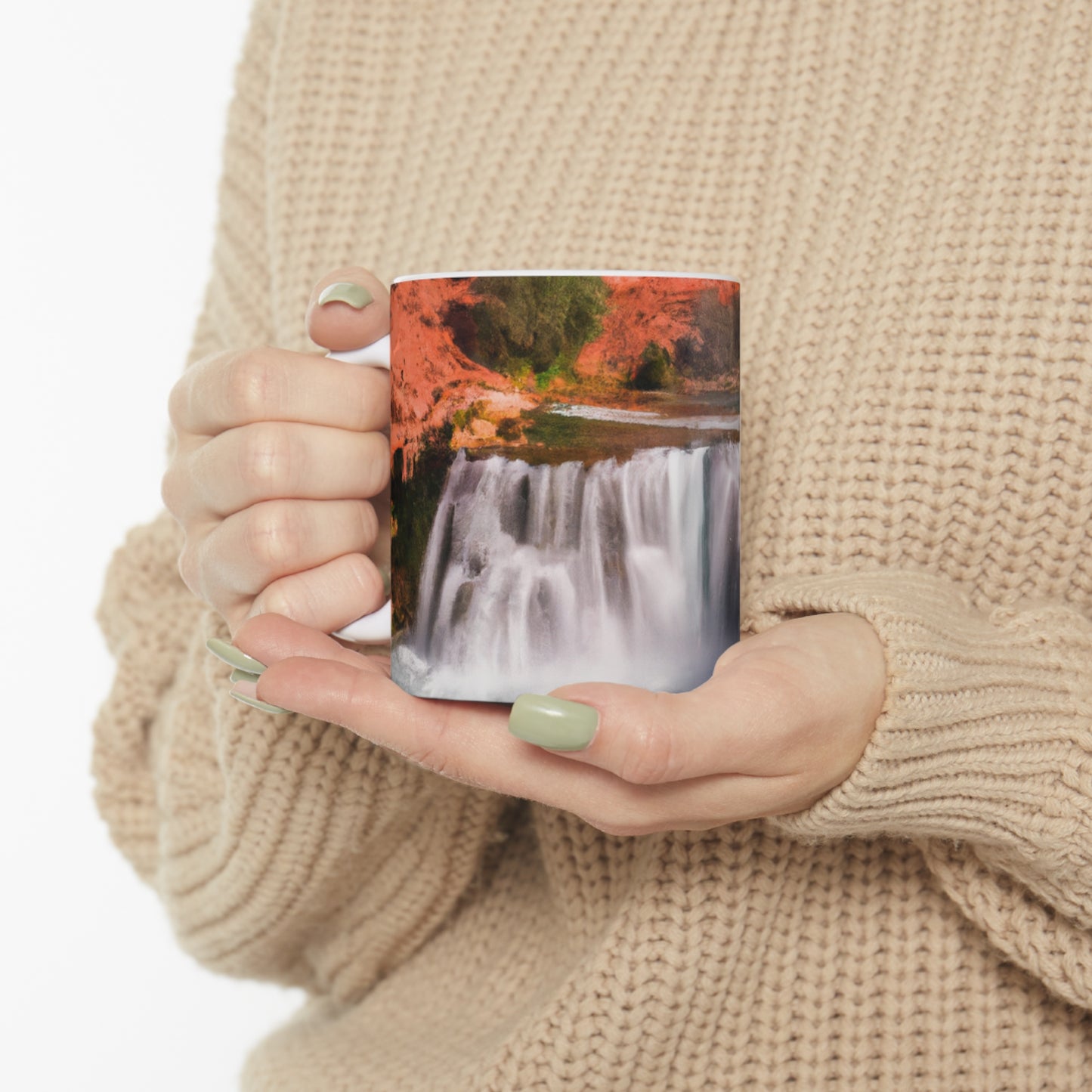 „Die Schönheit der Natur einfangen: Eine ikonische Landschaft in lebendiger Kunst gestalten“ – The Alien Keramiktasse 11 oz