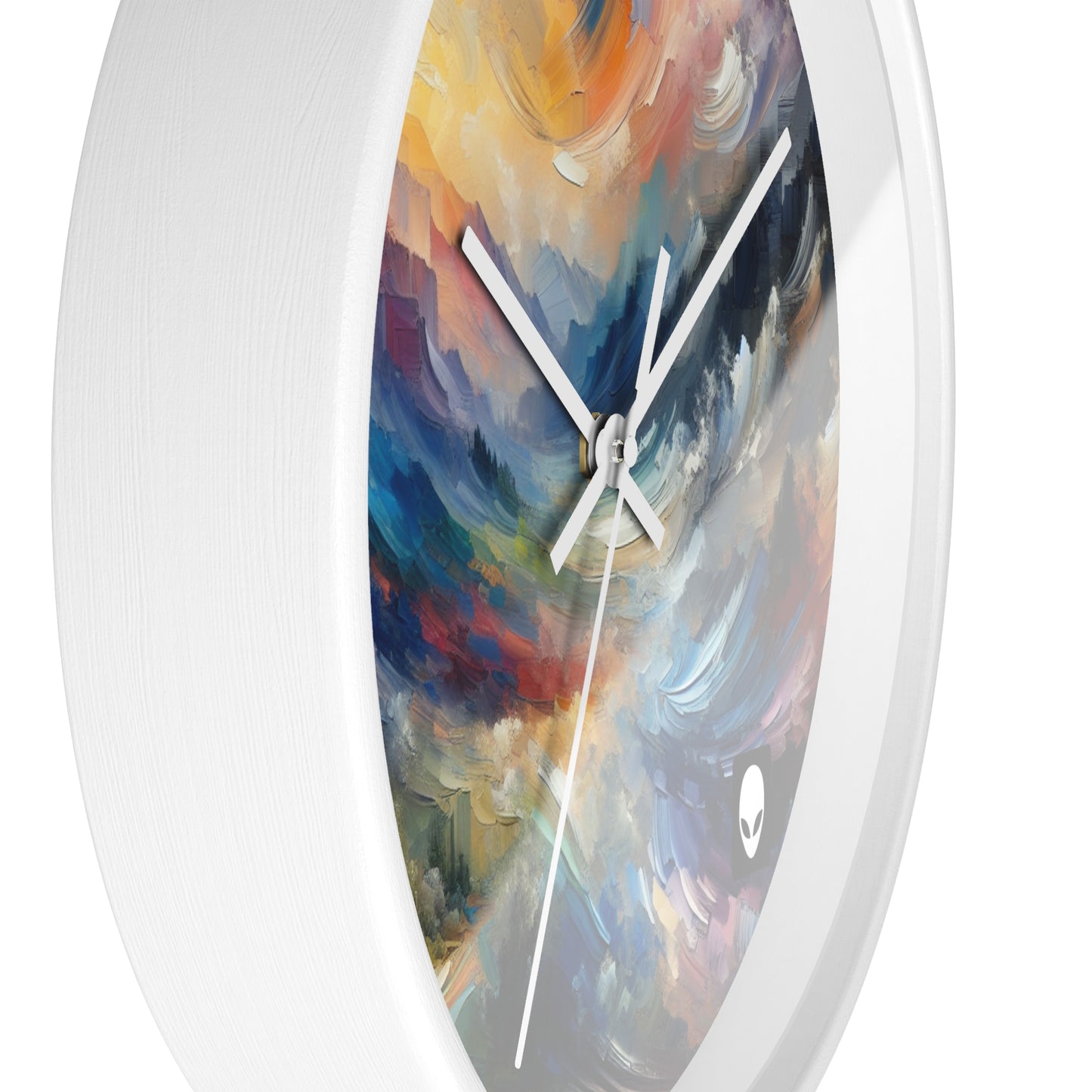 "Paisaje abstracto: exploración de profundidades emocionales a través del color y la textura" - El reloj de pared alienígena estilo expresionismo abstracto