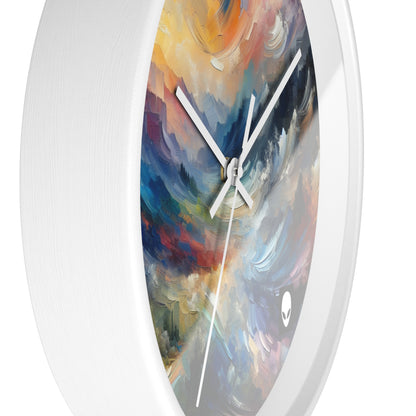 "Paisaje abstracto: exploración de profundidades emocionales a través del color y la textura" - El reloj de pared alienígena estilo expresionismo abstracto