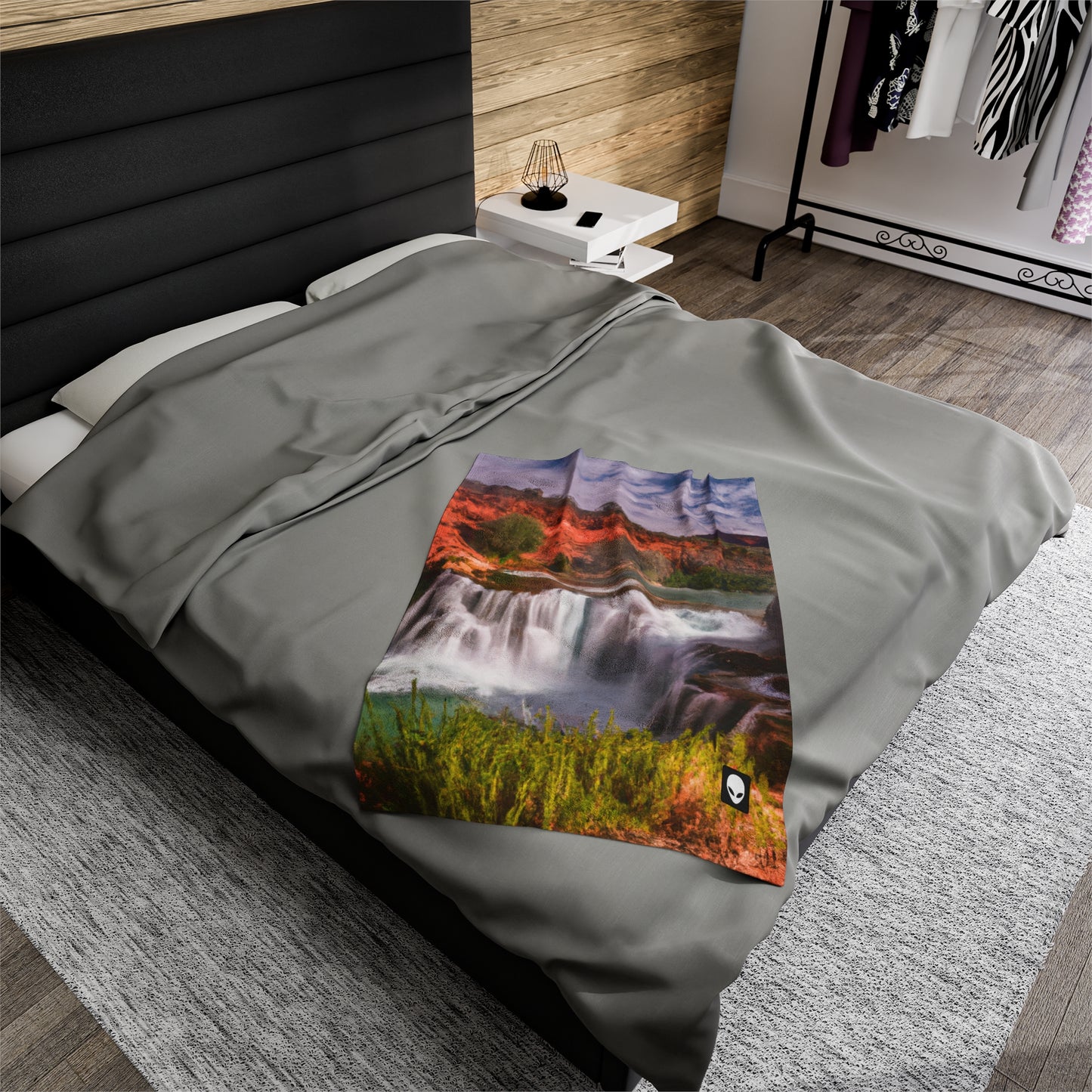 „Die Schönheit der Natur einfangen: Eine ikonische Landschaft in lebendiger Kunst gestalten“ – The Alien Velveteen Plush Blanket