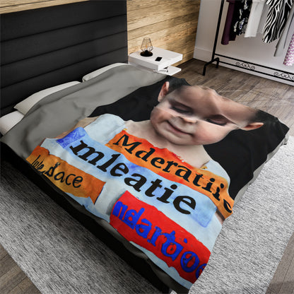 "Anxious Beginnings: A Child's Uncertain Futurescape". - The Alien Velveteen Plush Blanket