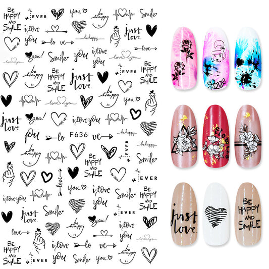 Sommerblumen und Liebe, selbstklebende Aufkleber, Nagelkunst-Aufkleber, Außenhandel-Nagelaufkleber, Nagelkunst-Abziehbilder