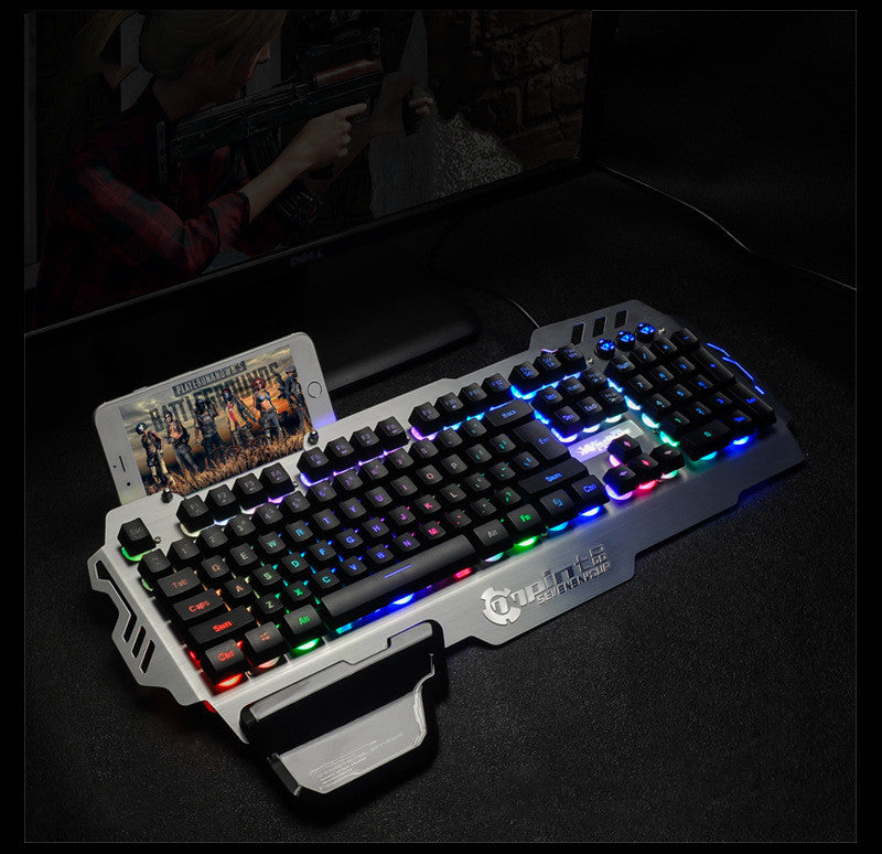 Metall-Gaming-Tastatur, Tastatur mit Hintergrundbeleuchtung, Büro