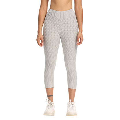 Kurze, hoch taillierte Yogahose für Damen, Bubble Hip Butt Lifting-Leggings