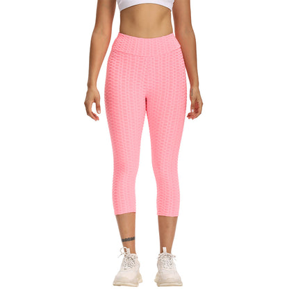 Kurze, hoch taillierte Yogahose für Damen, Bubble Hip Butt Lifting-Leggings