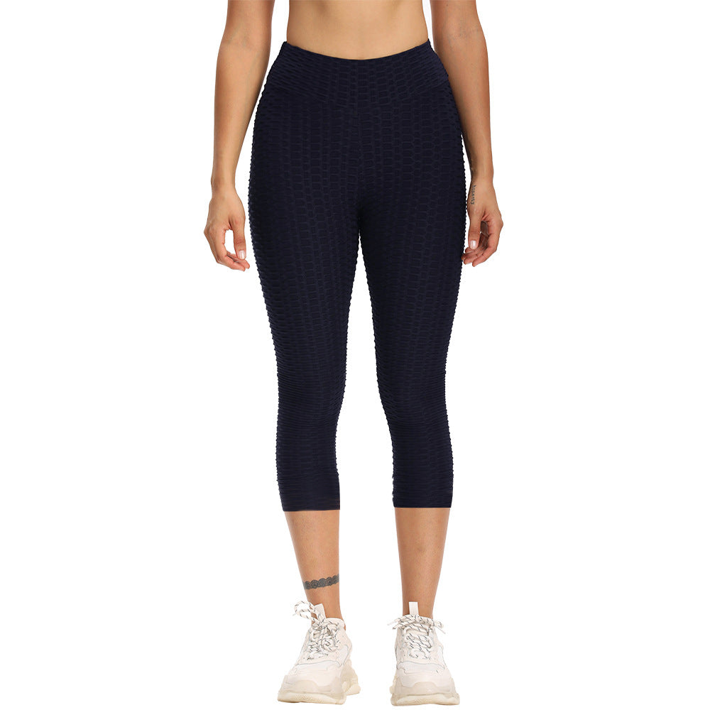 Kurze, hoch taillierte Yogahose für Damen, Bubble Hip Butt Lifting-Leggings