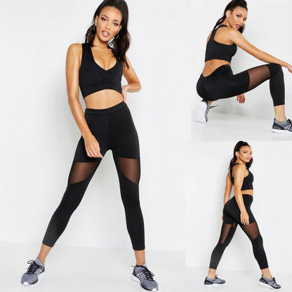 Leggings mit Netznähten. Sport-Neun-Punkt-Yoga-Hose für Damen