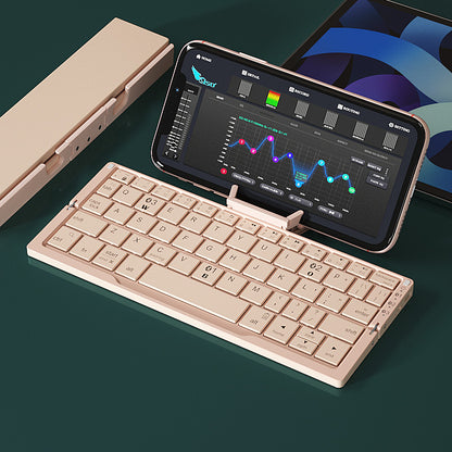 Mini faltbare Bluetooth-Tastatur, kabellose Tastatur, unterstützt 3 Geräte mit Ständer, wiederaufladbare faltbare Tastatur für Telefon, Tablet