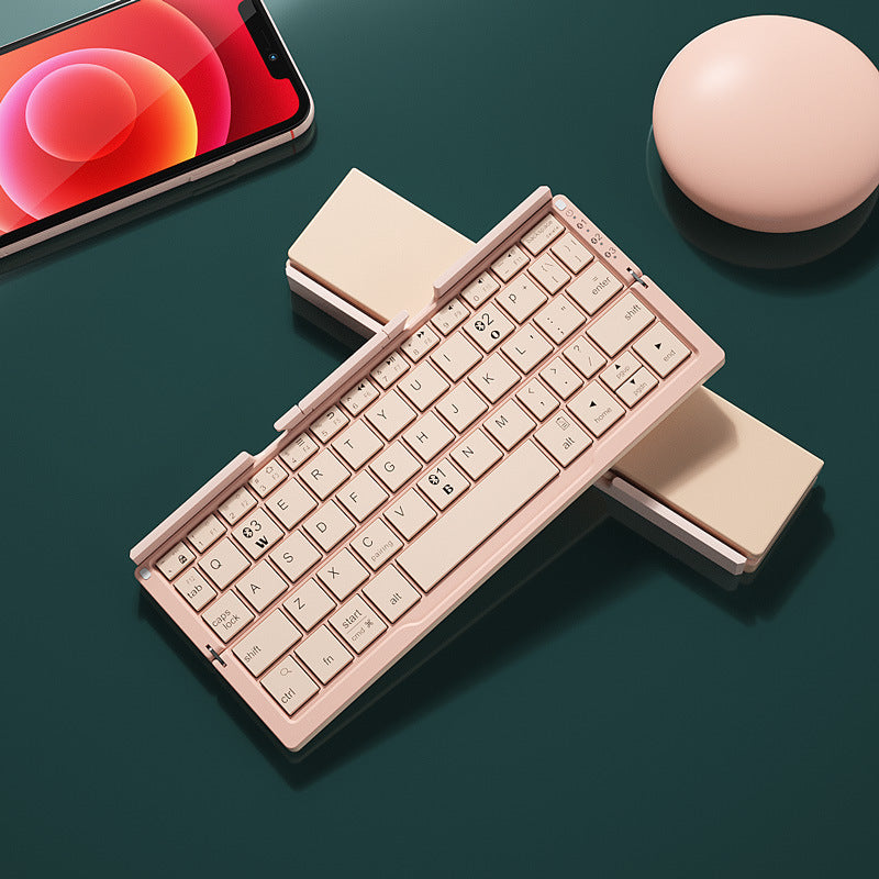 Mini faltbare Bluetooth-Tastatur, kabellose Tastatur, unterstützt 3 Geräte mit Ständer, wiederaufladbare faltbare Tastatur für Telefon, Tablet