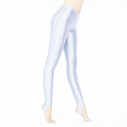 Glänzende seidige elastische Leggings für Damen im Frühling und Herbst, die Yoga-Bodybuilding-Hosen formen. Glänzende Leggings