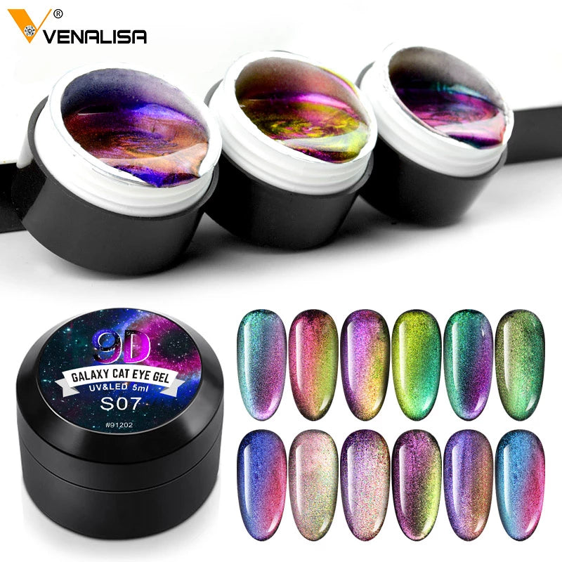 Venalisa 9D Gellack Cat Eye Magic Chameleon Gellack Nagelmaniküre Galaxy Starry Magnetic Mehrfarbig 5 ml Nagelgellack