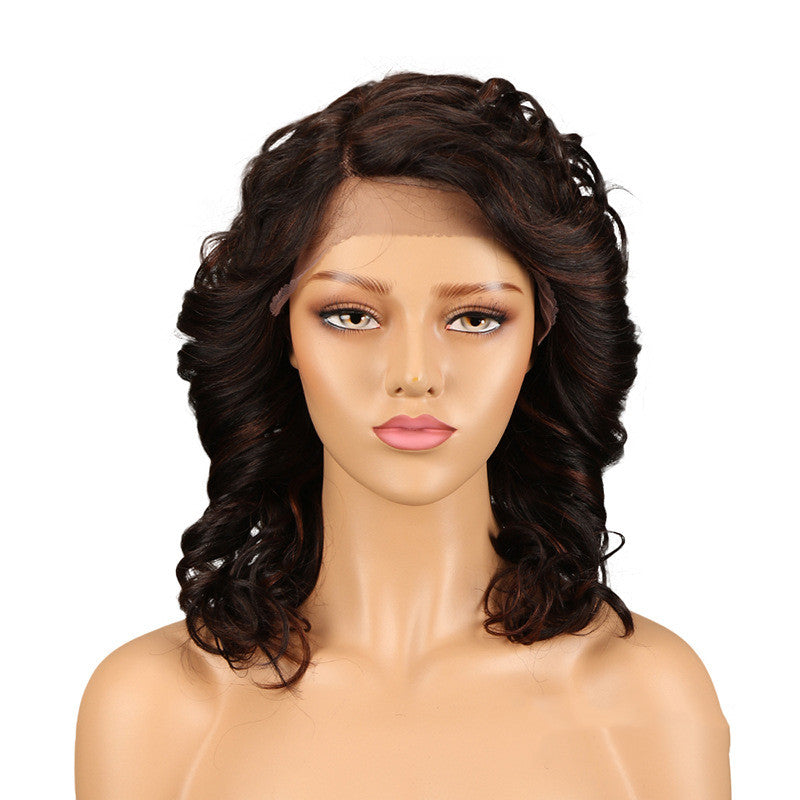 Real Hair Headgear Women Hair Stitch Lace Wig Long Curly Hair