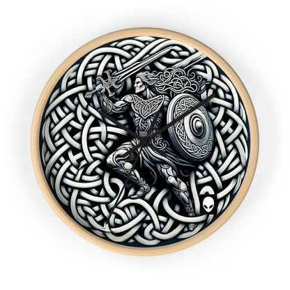 "Celtic Knight: Sword & Shield in Ancient Knots" - The Alien Wall Clock Celtic Art Style